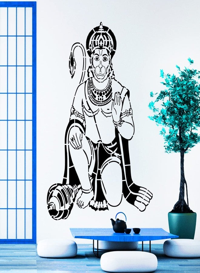 ARandNJ Stencils for Wall Painting Pack of 1 (Size:- 16X24 Inch) Pattern Theme- Hanuman Ji DIY Reusable Design Suitable for Pooja Room, Entrance, Living Room & Office - Image 3